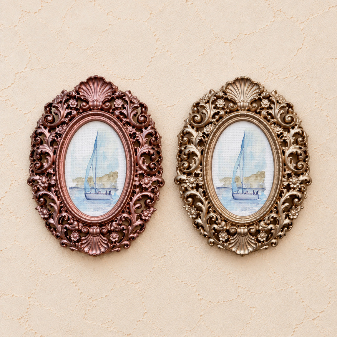 Sailboat at Golden Hour, gold and rose gold side by side