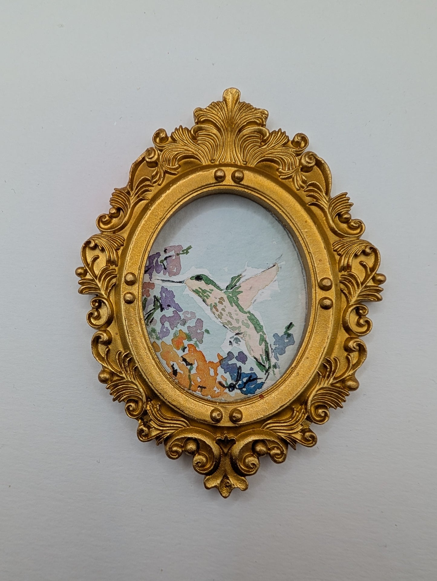 Mini Hummingbird Painting - Original Watercolor Art by Lora Cavallin