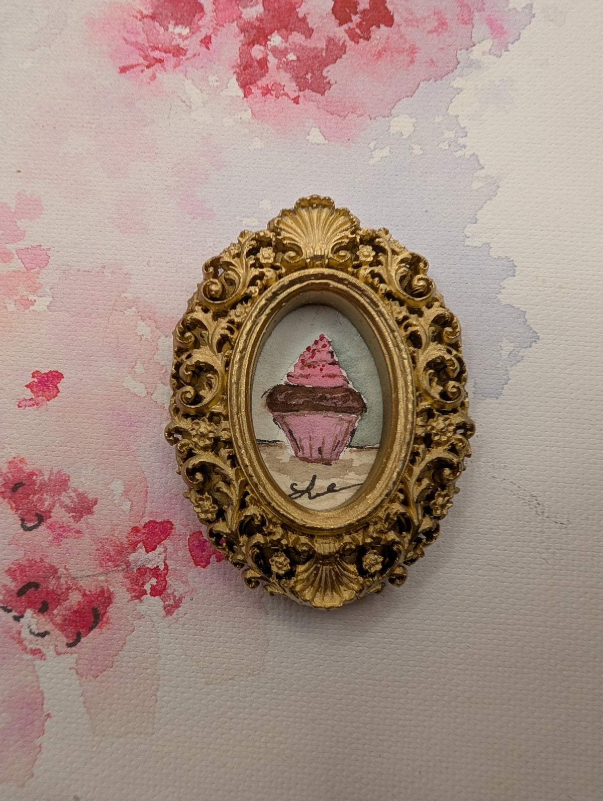 Mini Cupcake Painting - Original Watercolor Art by Lora Cavallin