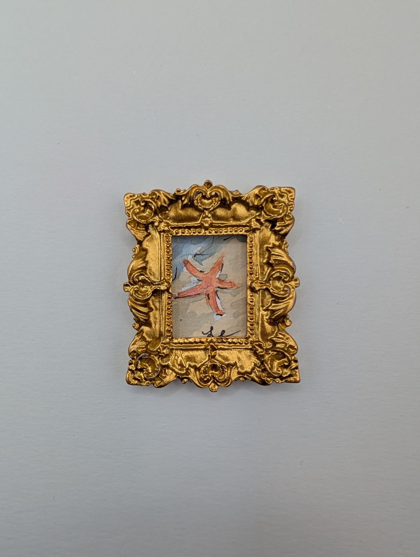 Mini Starfish Painting - Original Watercolor Art by Lora Cavallin