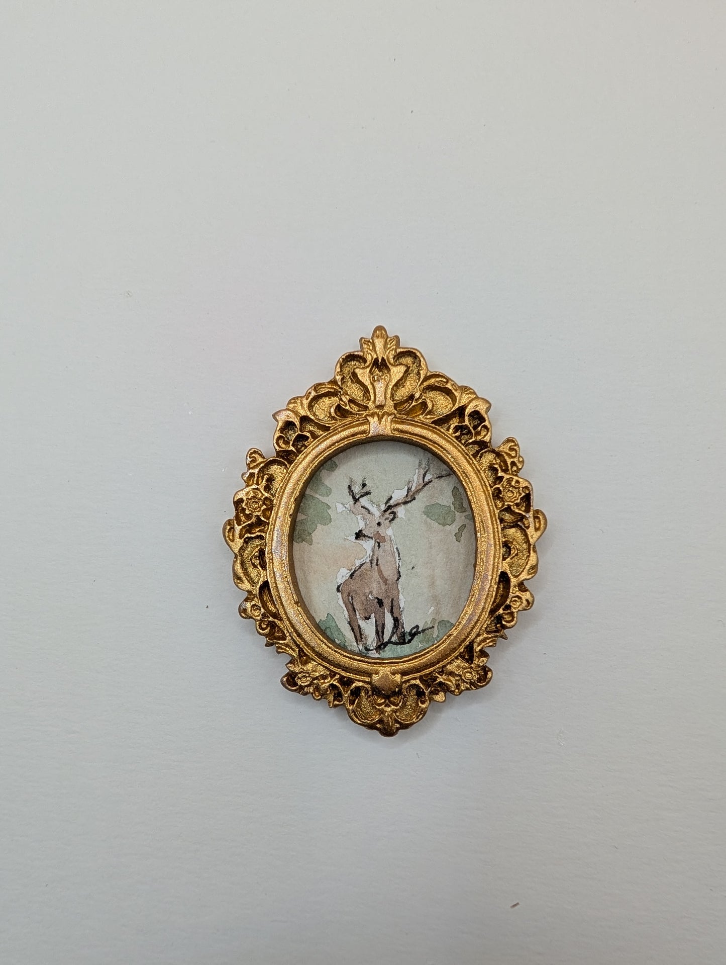 Mini Deer Painting - Original Watercolor Art by Lora Cavallin