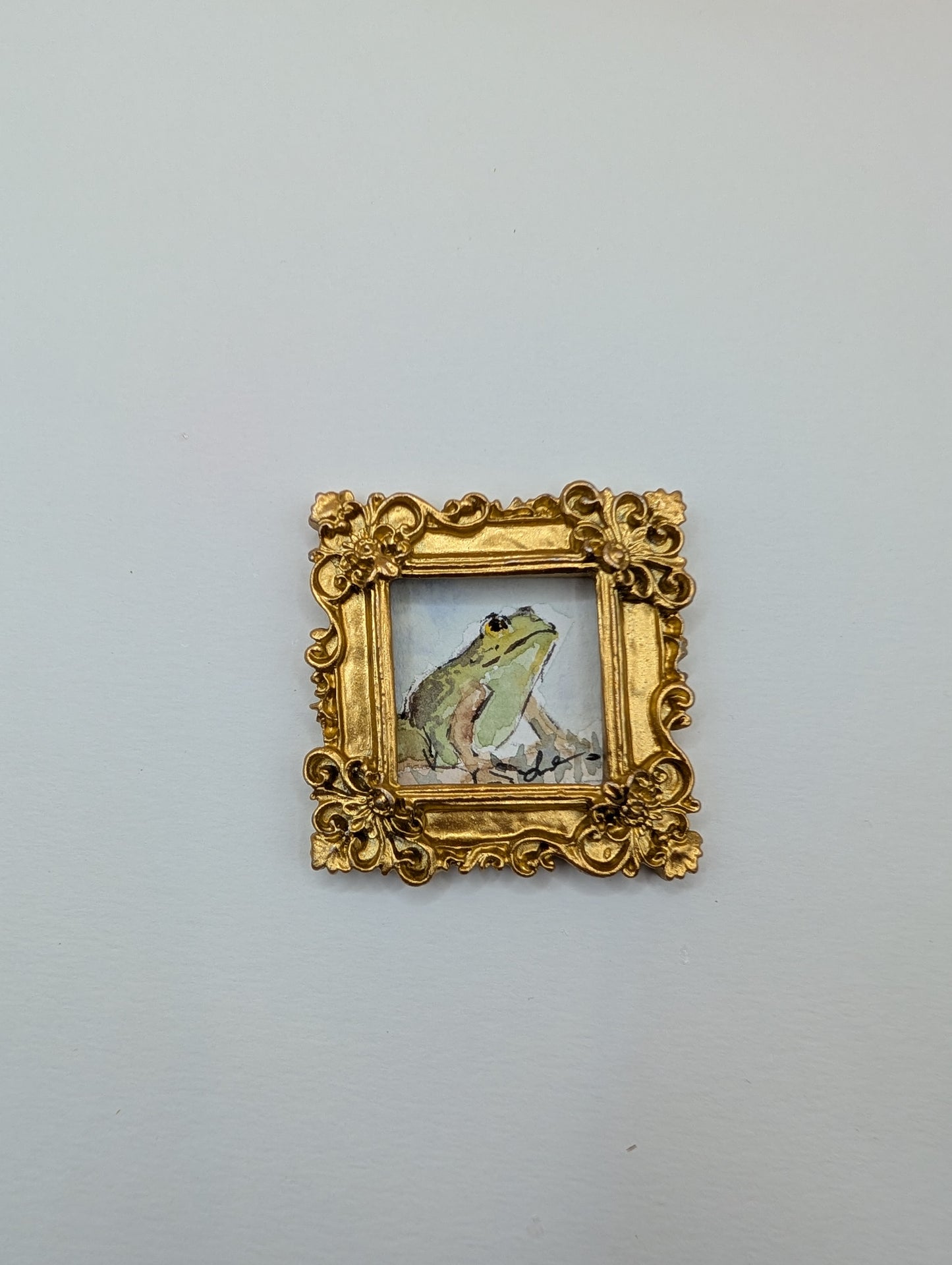 Mini Frog Painting - Original Watercolor Art by Lora Cavallin