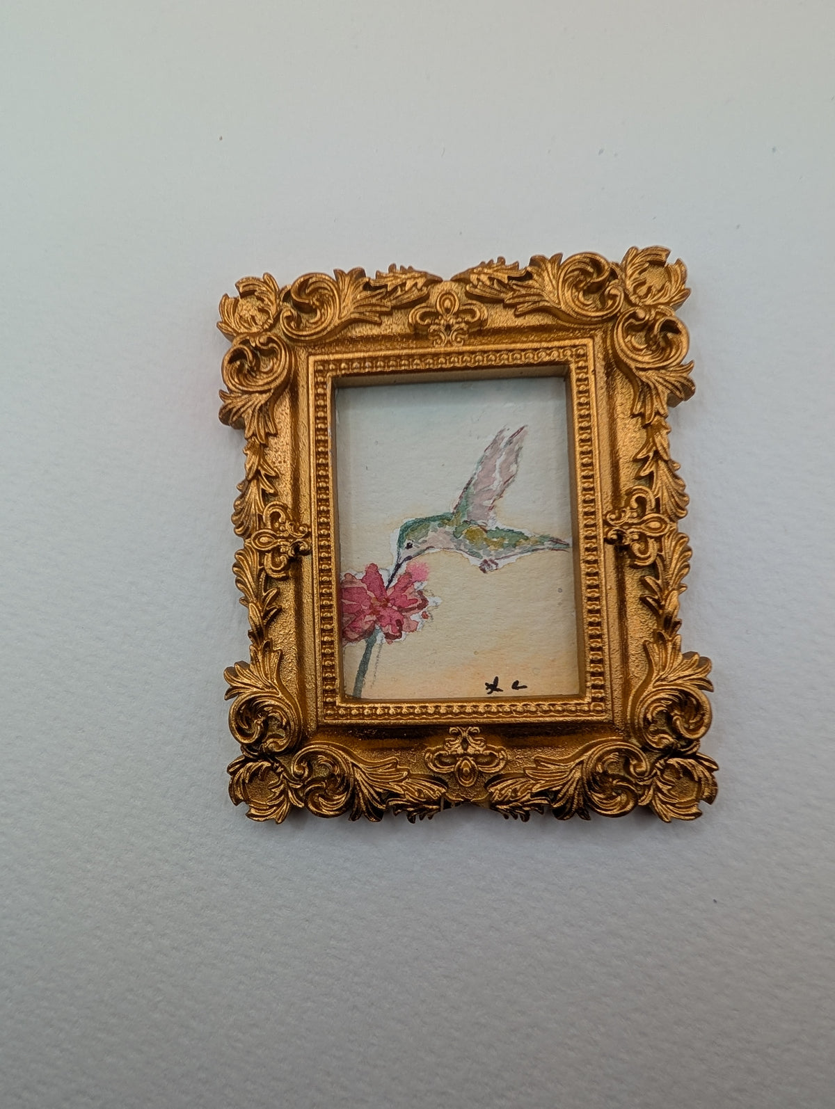 Mini Hummingbird Painting - Original Watercolor Art by Lora Cavallin