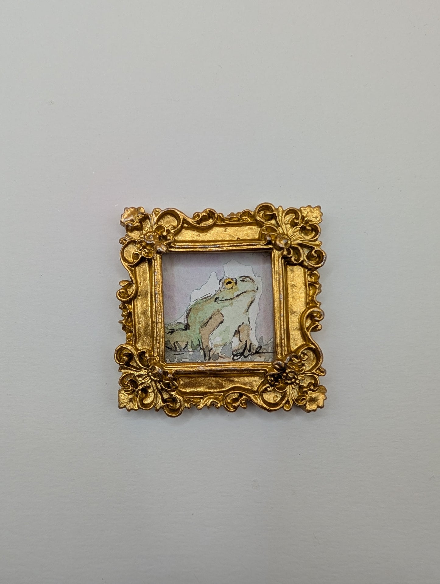Mini Frog Painting - Original Watercolor Art by Lora Cavallin