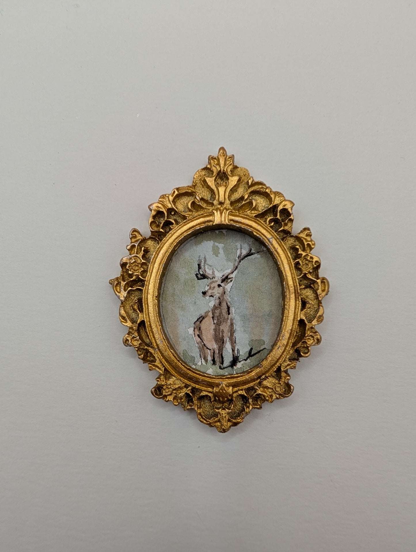 Mini Deer Painting - Original Watercolor Art by Lora Cavallin