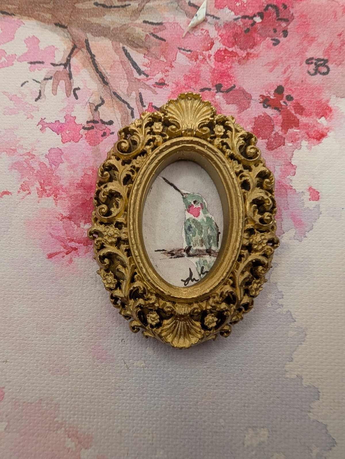 Mini Hummingbird Painting - Original Watercolor Art by Lora Cavallin