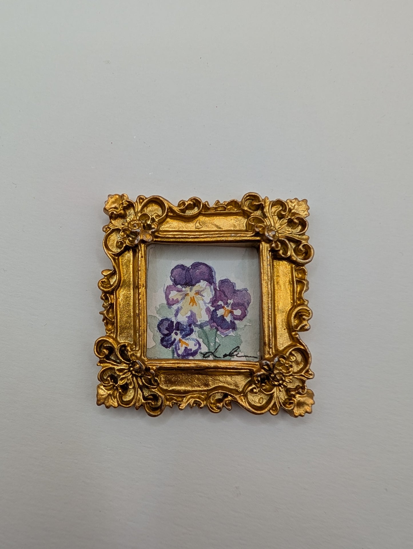 Mini Flower Painting - Original Watercolor Art by Lora Cavallin