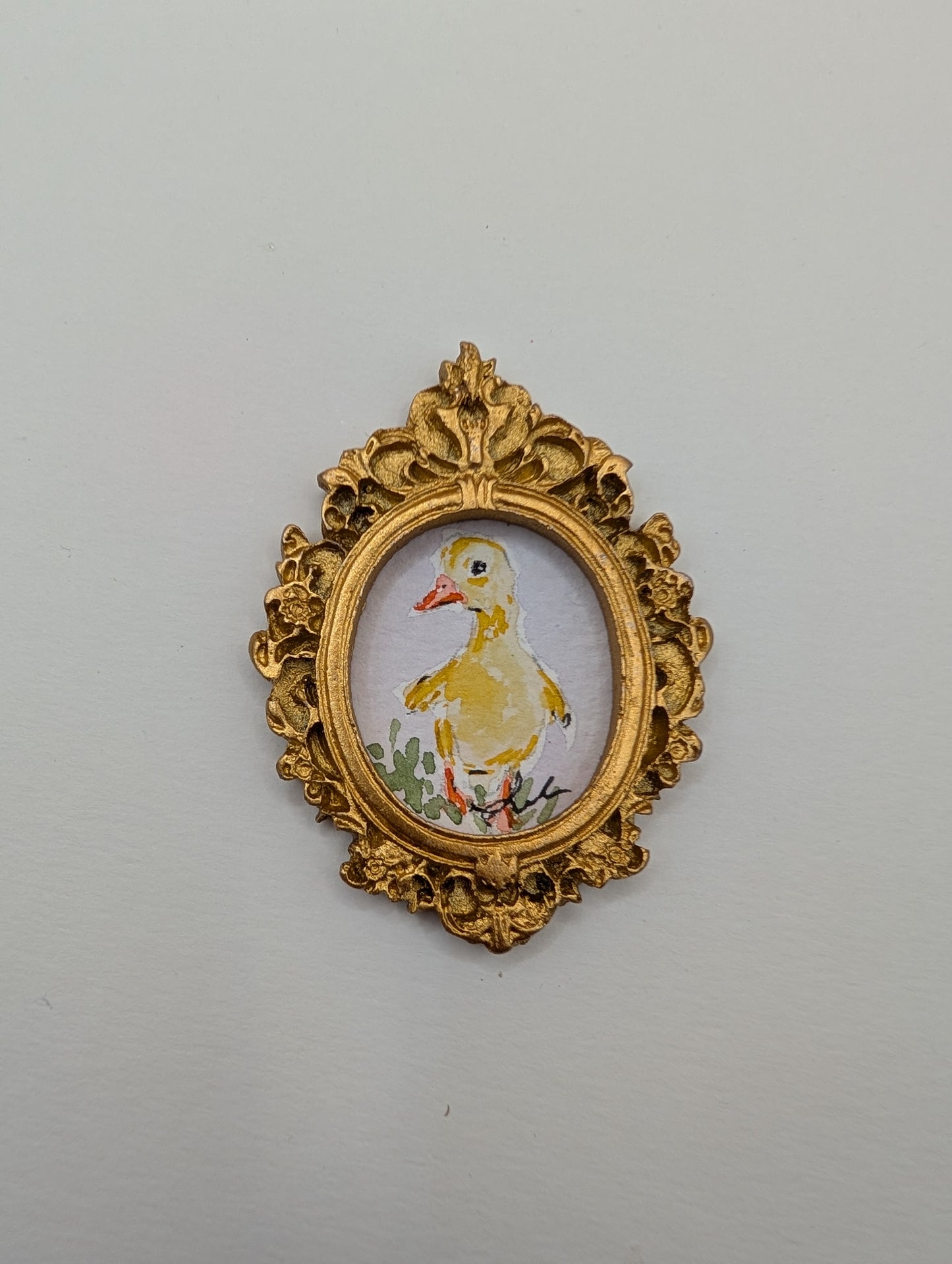 Mini Baby Duck Painting - Original Watercolor Art by Lora Cavallin