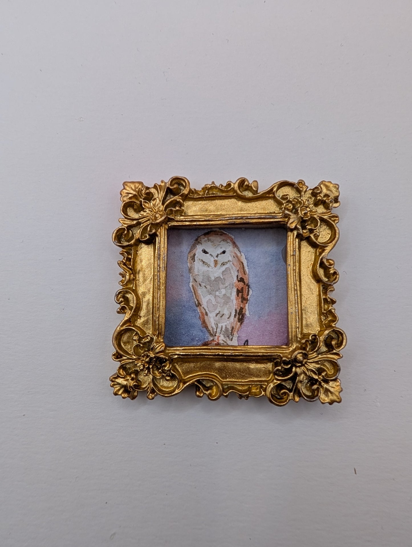 Mini Owl Painting - Original Watercolor Art by Lora Cavallin