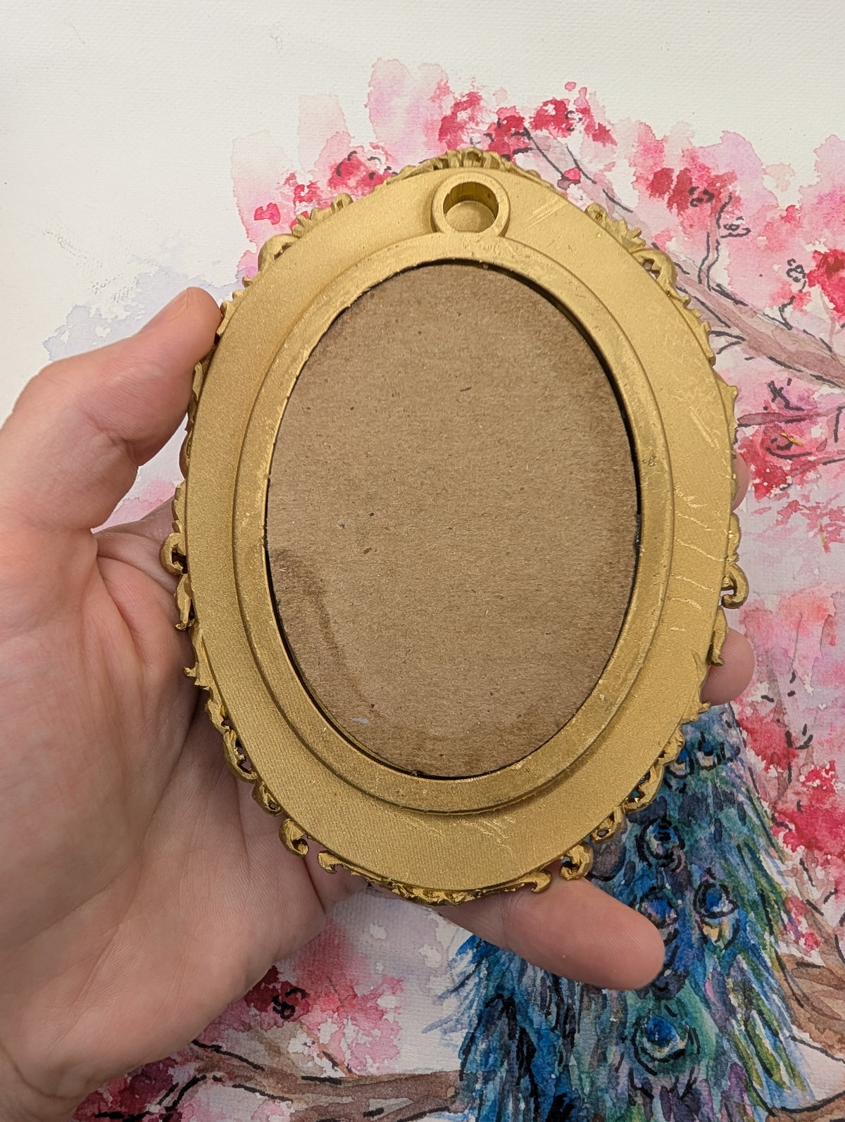 Mini Giraffe with Coffee Mug Painting - Original Watercolor Art by Lora Cavallin