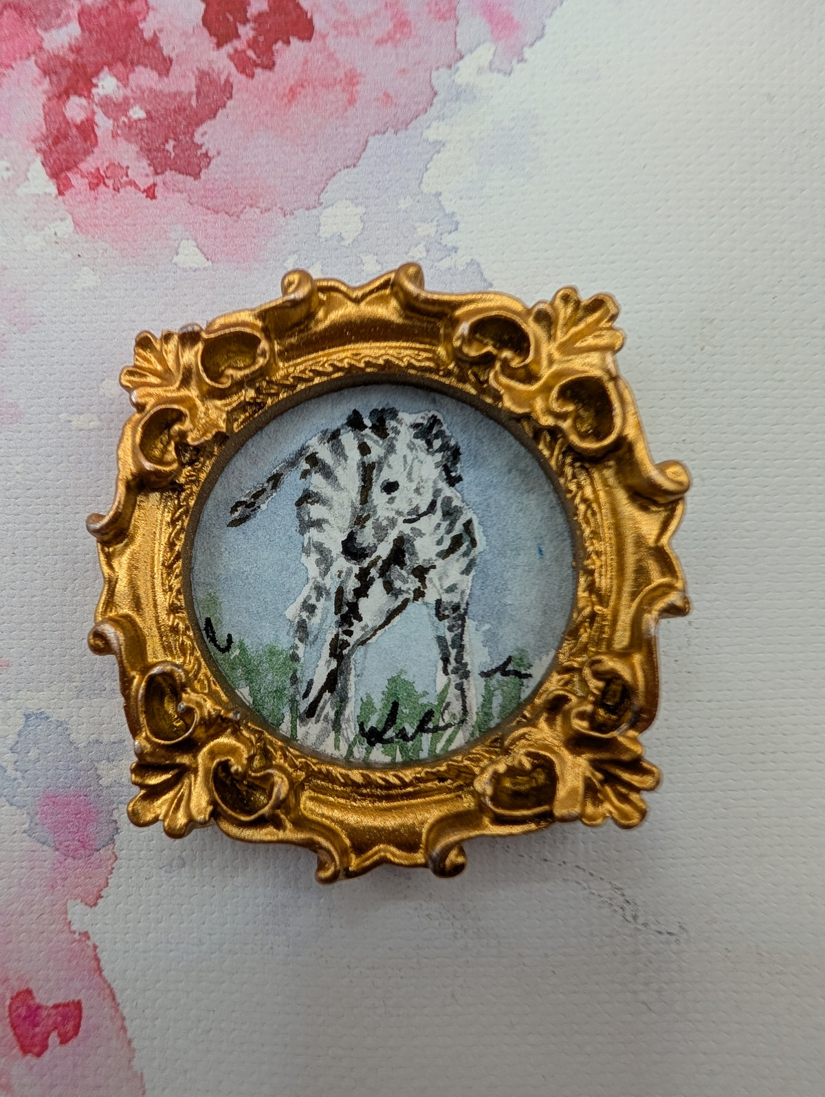 Mini Zebra Painting - Original Watercolor Art by Lora Cavallin