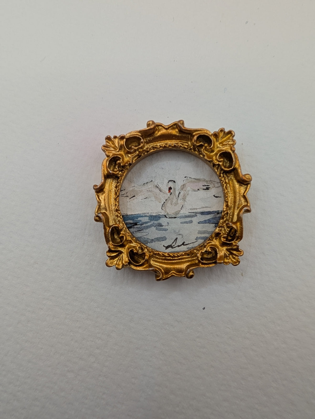 Mini Swan Painting - Original Watercolor Art by Lora Cavallin