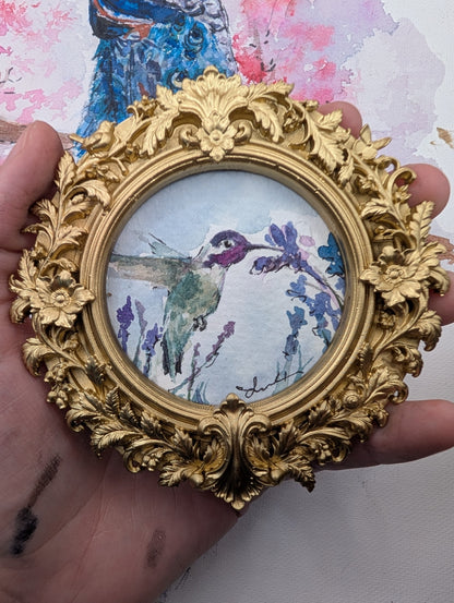 Mini Hummingbird Painting - Original Watercolor Art by Lora Cavallin