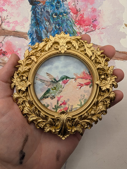 Mini Hummingbird Painting - Original Watercolor Art by Lora Cavallin