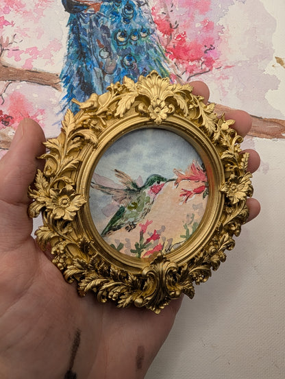 Mini Hummingbird Painting - Original Watercolor Art by Lora Cavallin