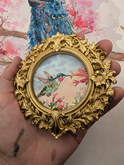 Mini Hummingbird Painting - Original Watercolor Art by Lora Cavallin