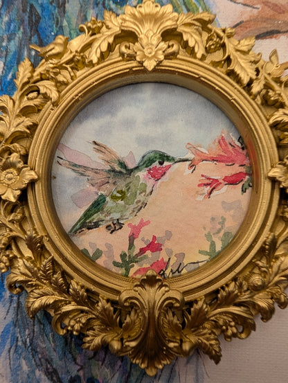 Mini Hummingbird Painting - Original Watercolor Art by Lora Cavallin
