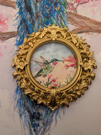 Mini Hummingbird Painting - Original Watercolor Art by Lora Cavallin