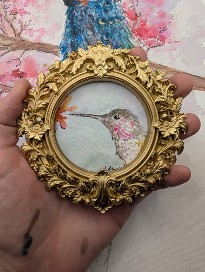 Mini Hummingbird Painting - Original Watercolor Art by Lora Cavallin