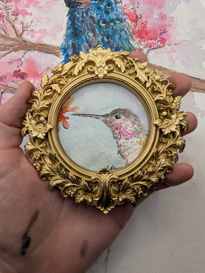 Mini Hummingbird Painting - Original Watercolor Art by Lora Cavallin