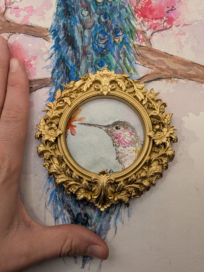 Mini Hummingbird Painting - Original Watercolor Art by Lora Cavallin