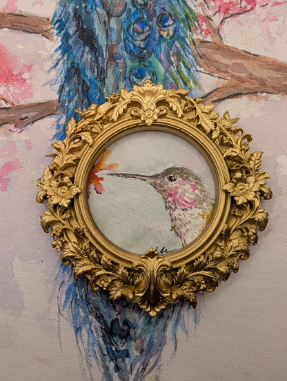 Mini Hummingbird Painting - Original Watercolor Art by Lora Cavallin