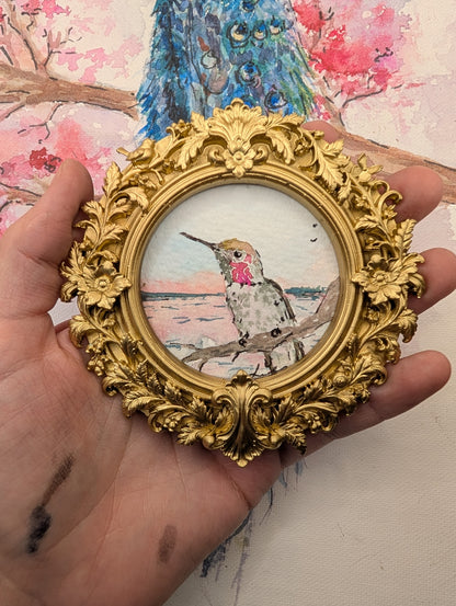 Mini Hummingbird Painting - Original Watercolor Art by Lora Cavallin