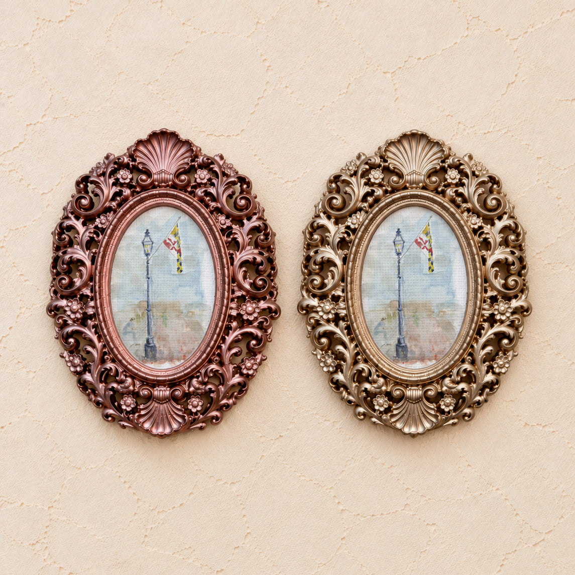 Annapolis Harbor, gold and rose gold side by side