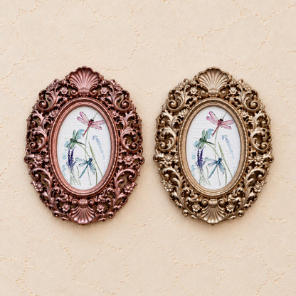 Dragonflies in the Garden, gold and rose gold side by side