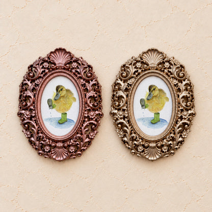 Duckling in Rain Boots, gold and rose gold side by side