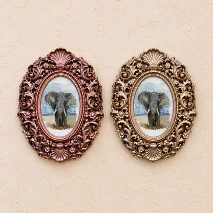 Elephant Portrait, gold and rose gold side by side