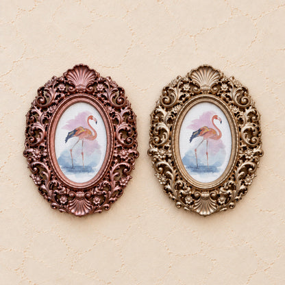 Flamingo in Motion, gold and rose gold side by side
