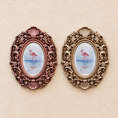 Flamingo's Reflection, gold and rose gold side by side