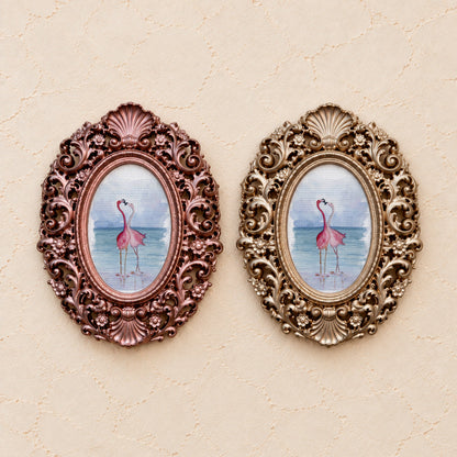 Flamingos in Love, gold and rose gold side by side