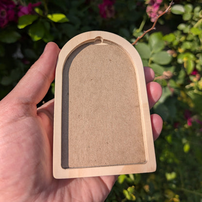 Mini Red Cardinal Bird Print in Solid Wood Arch Frame
