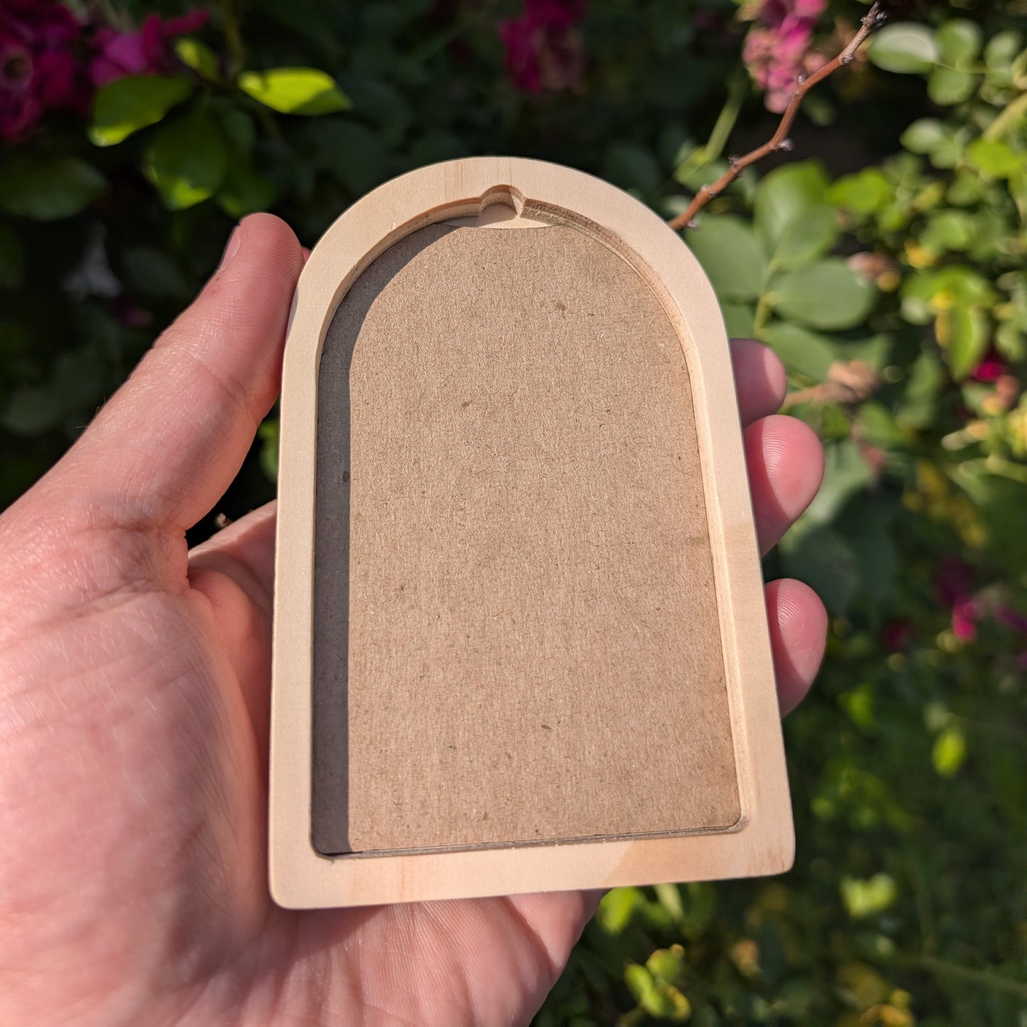 Mini Stretching Cat Art Print in Solid Wood Arch Frame