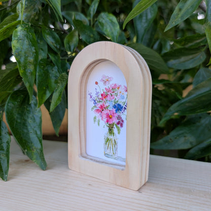 Mini Floral Print in Solid Wood Arch Frame