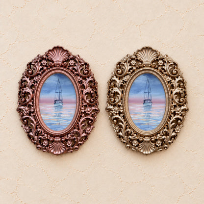 Sailboat at Twilight, gold and rose gold side by side