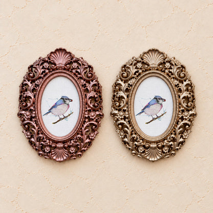 Songbird on a Branch, gold and rose gold side by side