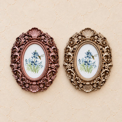 Texas Bluebonnets, gold and rose gold side by side