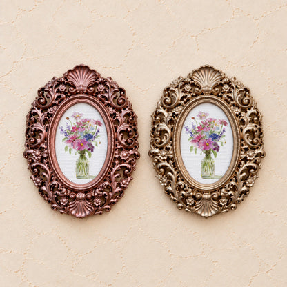 Wildflowers in a Jar, gold and rose gold side by side