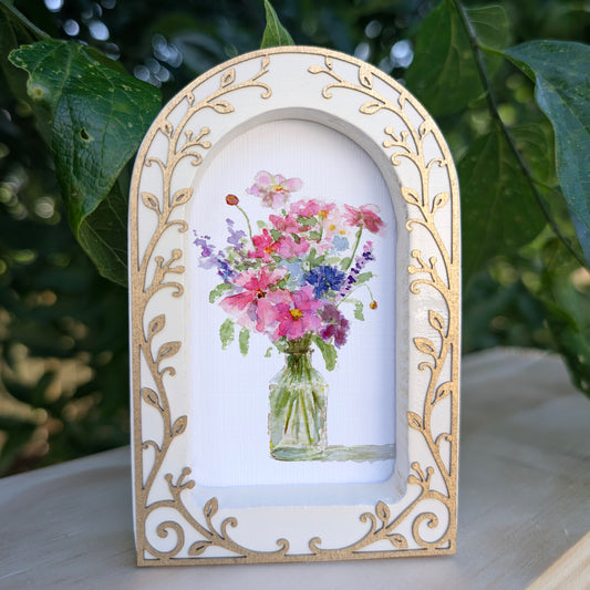 Bouquet in Vase  - Ornate Arch Frame
