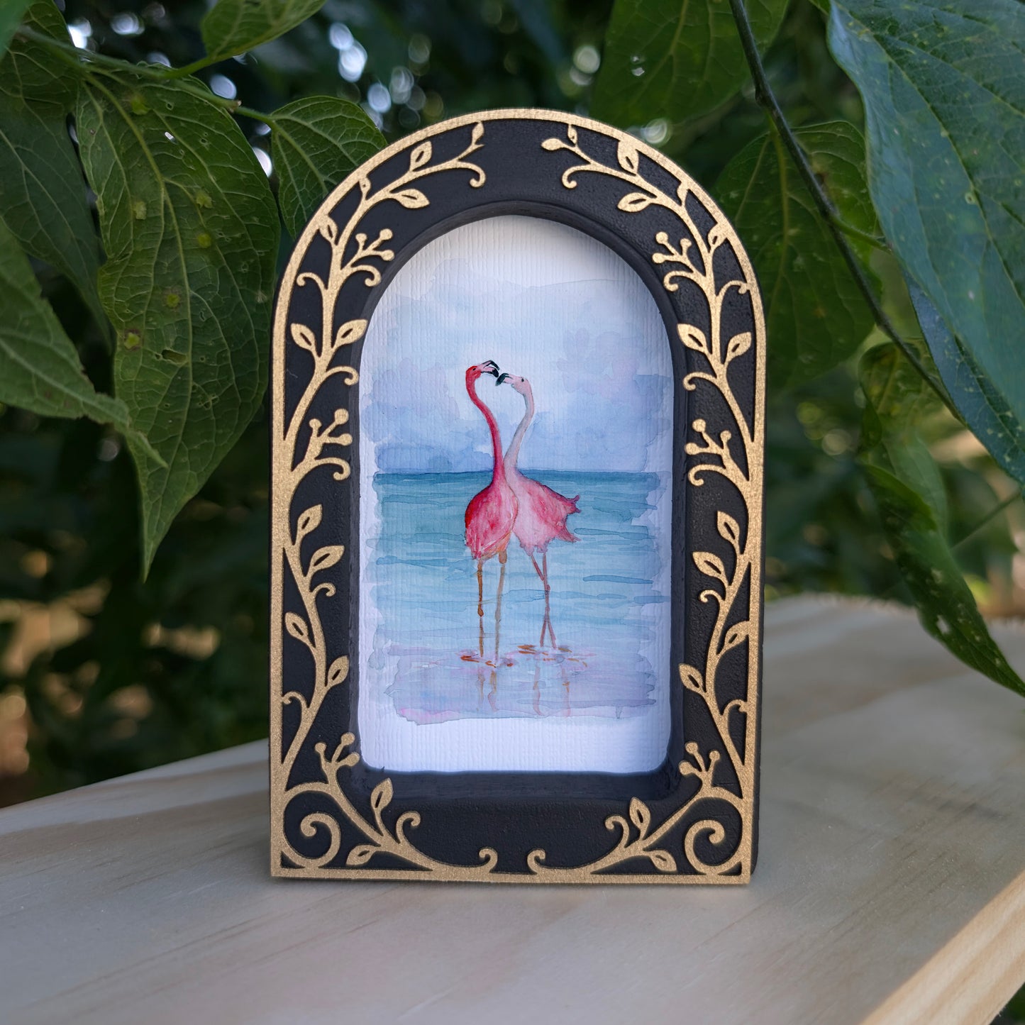 Flamingos in Love  - Ornate Arch Frame