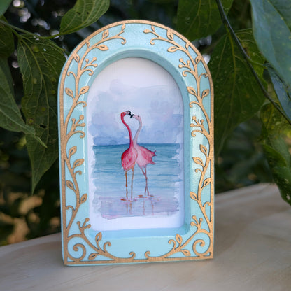 Flamingos in Love  - Ornate Arch Frame