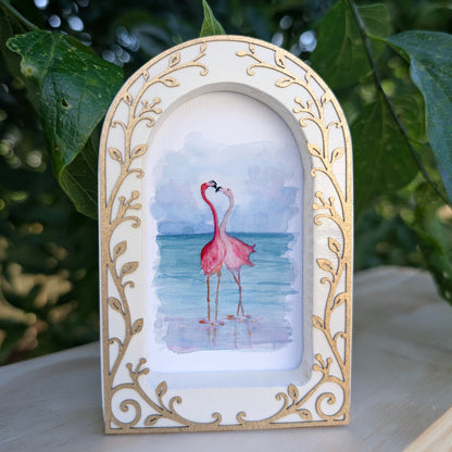 Flamingos in Love  - Ornate Arch Frame