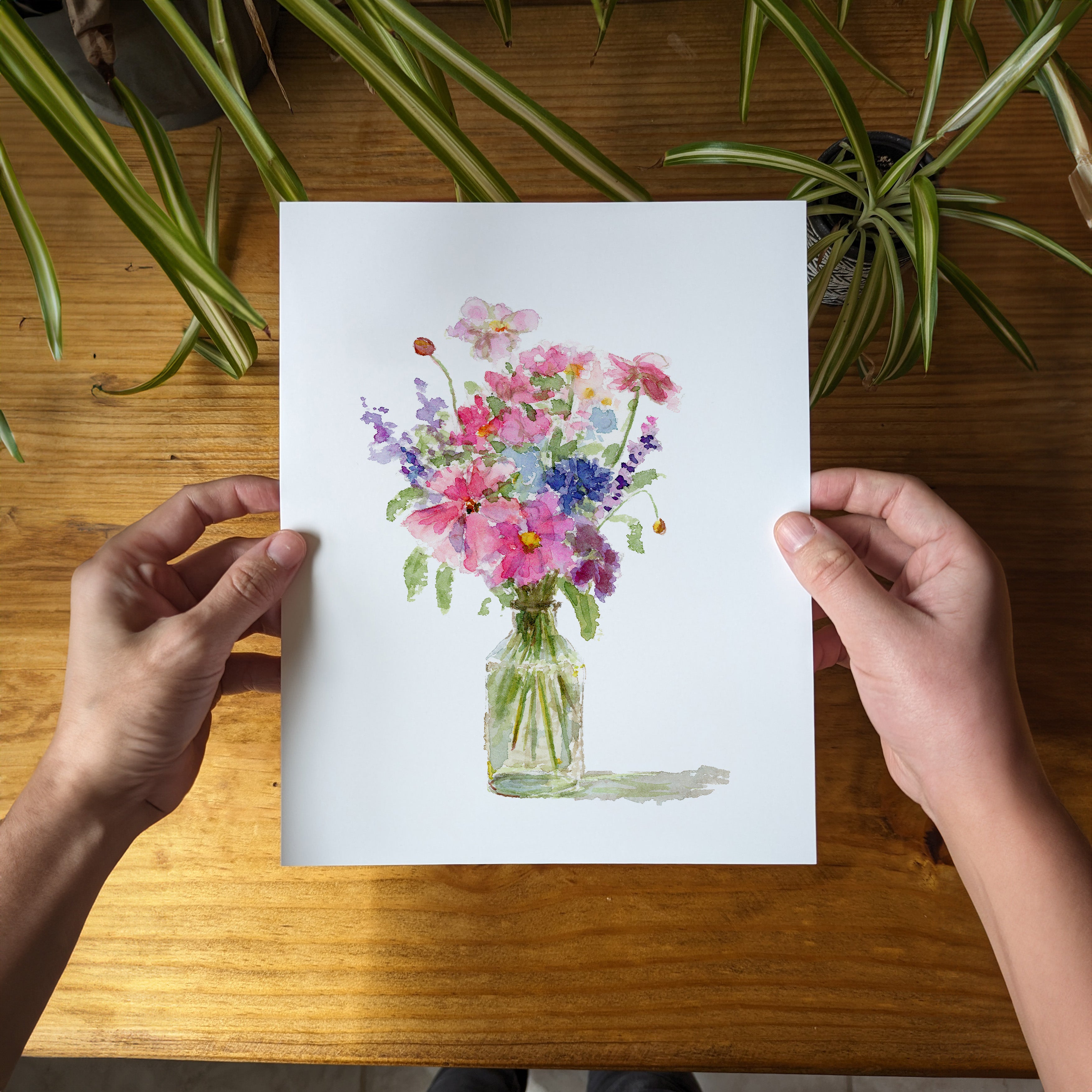 Bouquet of Flower in a Vase - Lora Cavallin Art - Not Framed, Print On ...