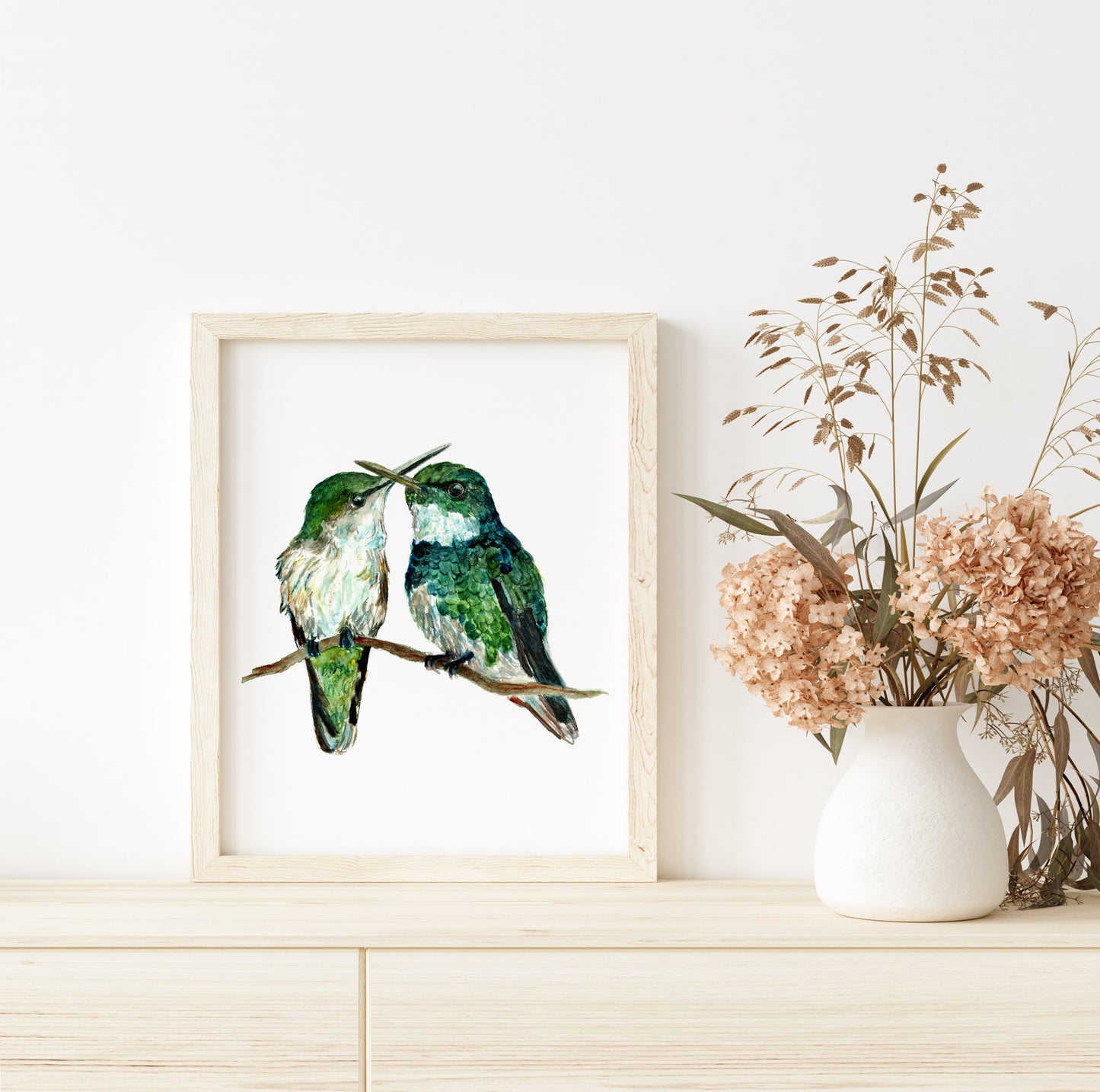 Hummingbird pair - Lora Cavallin Art - Not Framed Print Only