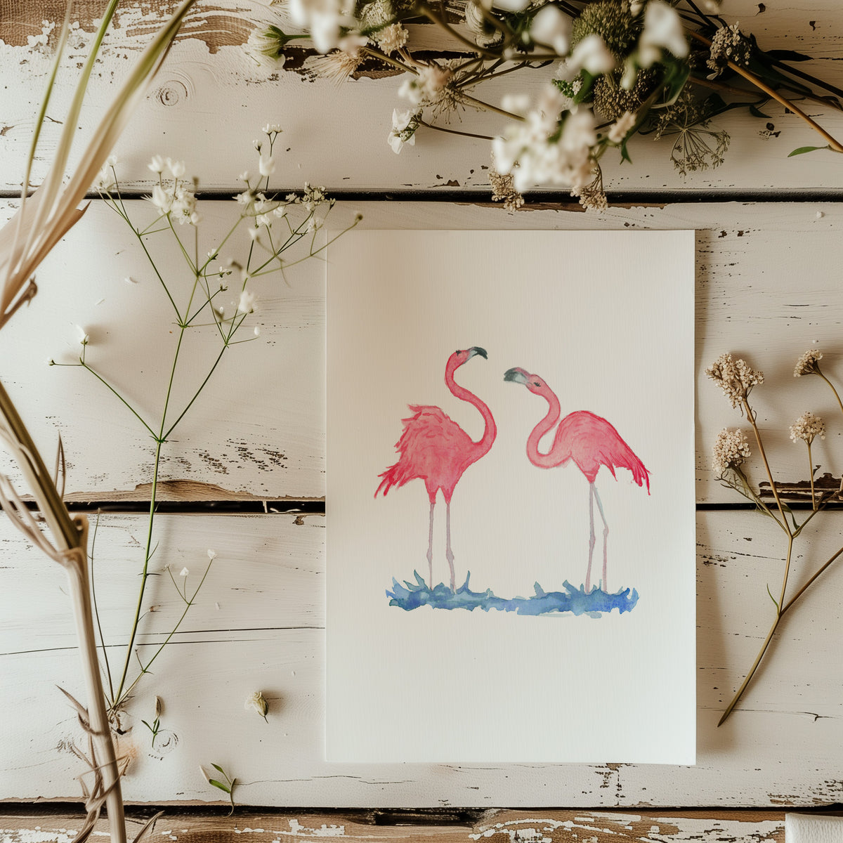 Sunset Soiree Flamingo Print - Lora Cavallin Art - Not Framed Print Only