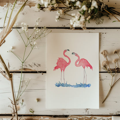 Sunset Soiree Flamingo Print - Lora Cavallin Art - Not Framed Print Only