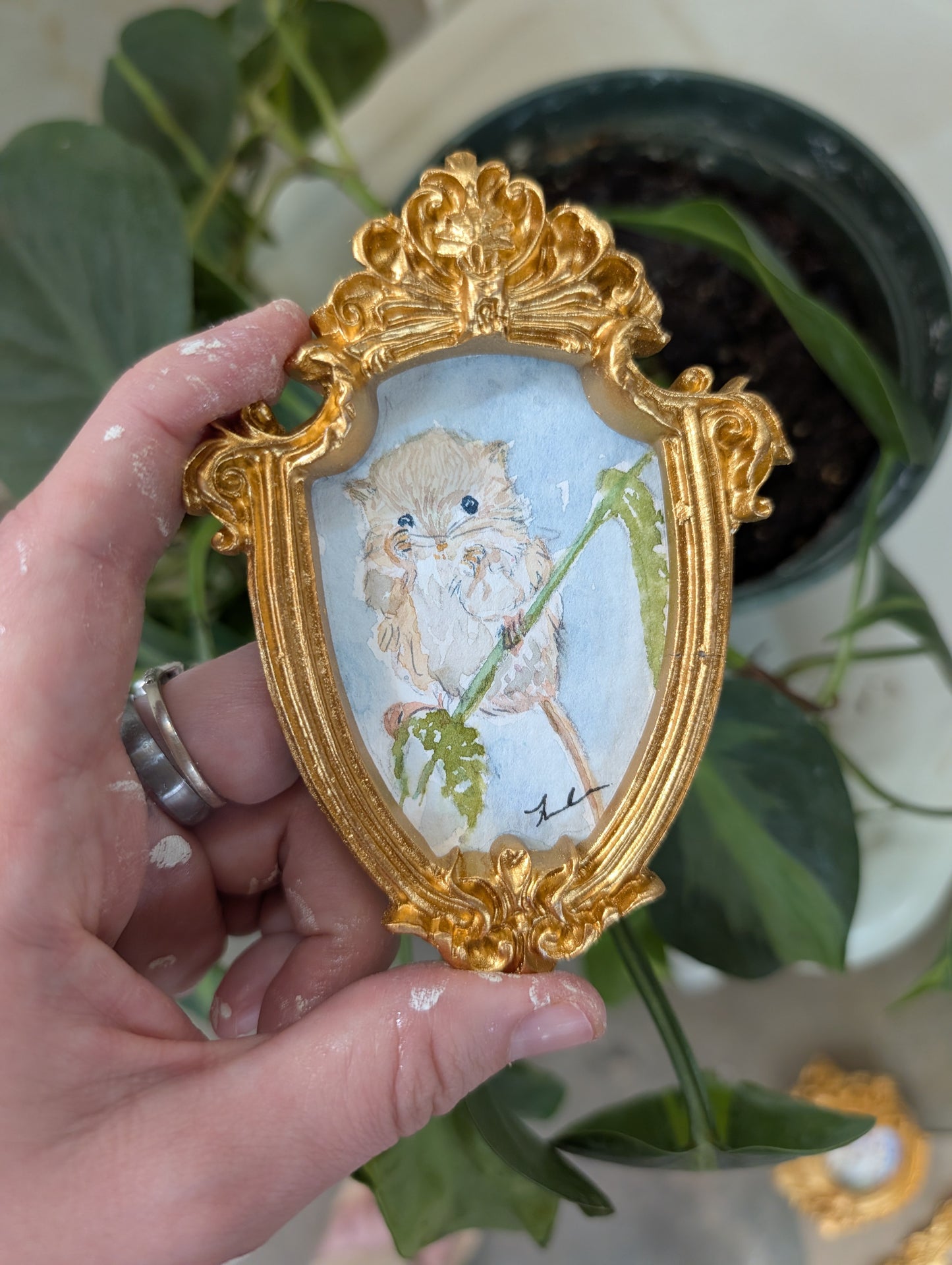 Mini Field Mouse Painting - Original Watercolor Art by Lora Cavallin